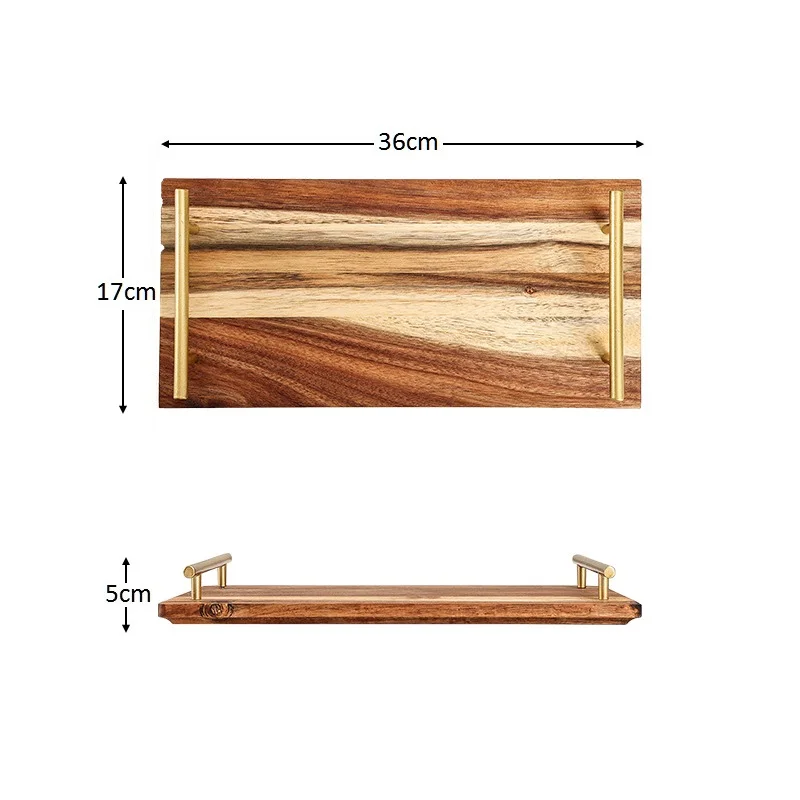 Rustic Christmas Cookie  Wood Serving Tray with Handles Coffee Serving Tray Rectangle Nordic Ottoman Serving Tray Household