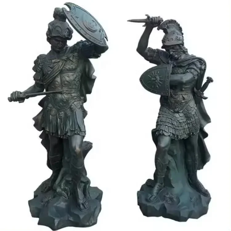 Factory Price Resin Roman Warrior Sculpture Fiberglass Western Soldier Statue Crafts