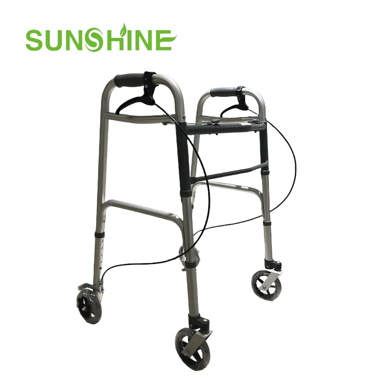 WA252 Folding Junior Walker Light Weight Walking Aid Economic Walker Anodized Aluminum Durable Disabled Walker Rollator