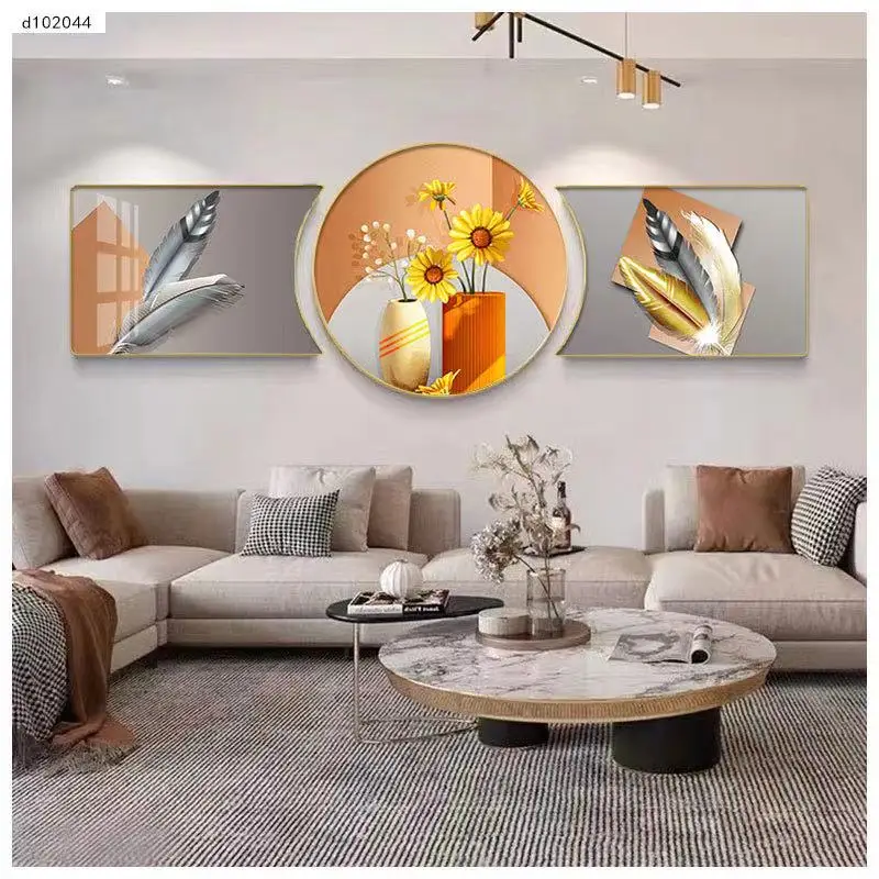 Fashion Flowers Paintings Chrysanthemum Crystal Porcelain Painting For Living Room