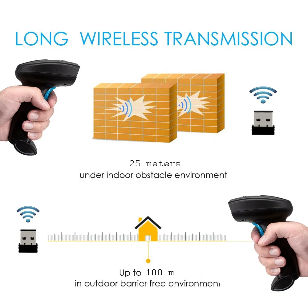 Netum Large Capacity Battery Supermarket Portable Handheld 1d 2d QR Ccd Wireless Barcode Scanner