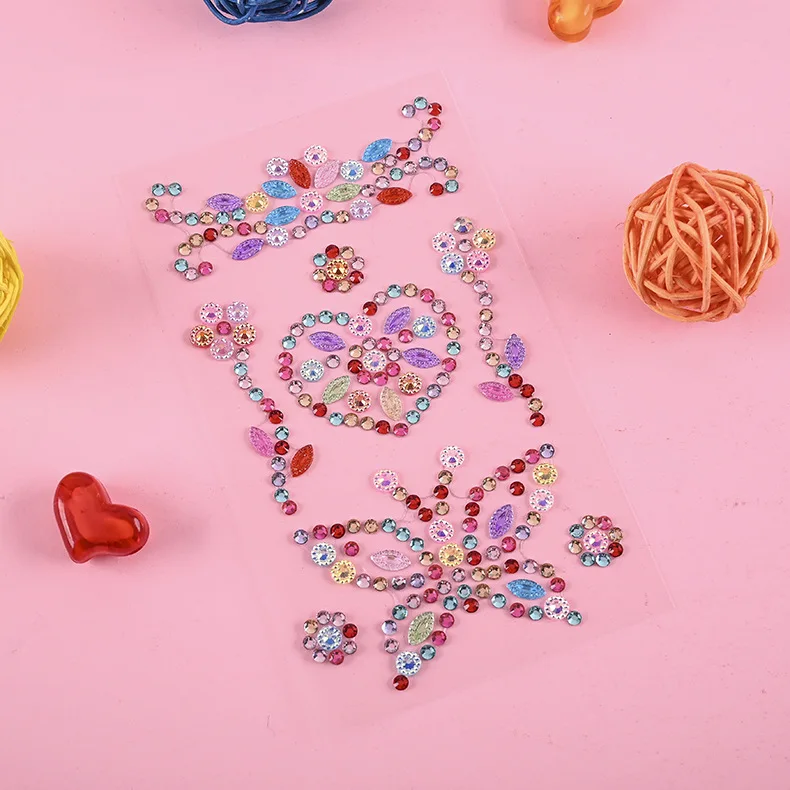 Rhinestone Sticker Sheet Self-adhesive Crystals Craft Jewels Gem Stickers, Multicolor