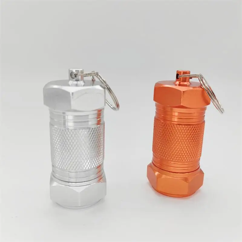 -JKYP-006  aluminum  capsule shaped pill box waterproof travel round designer keychain mini pill