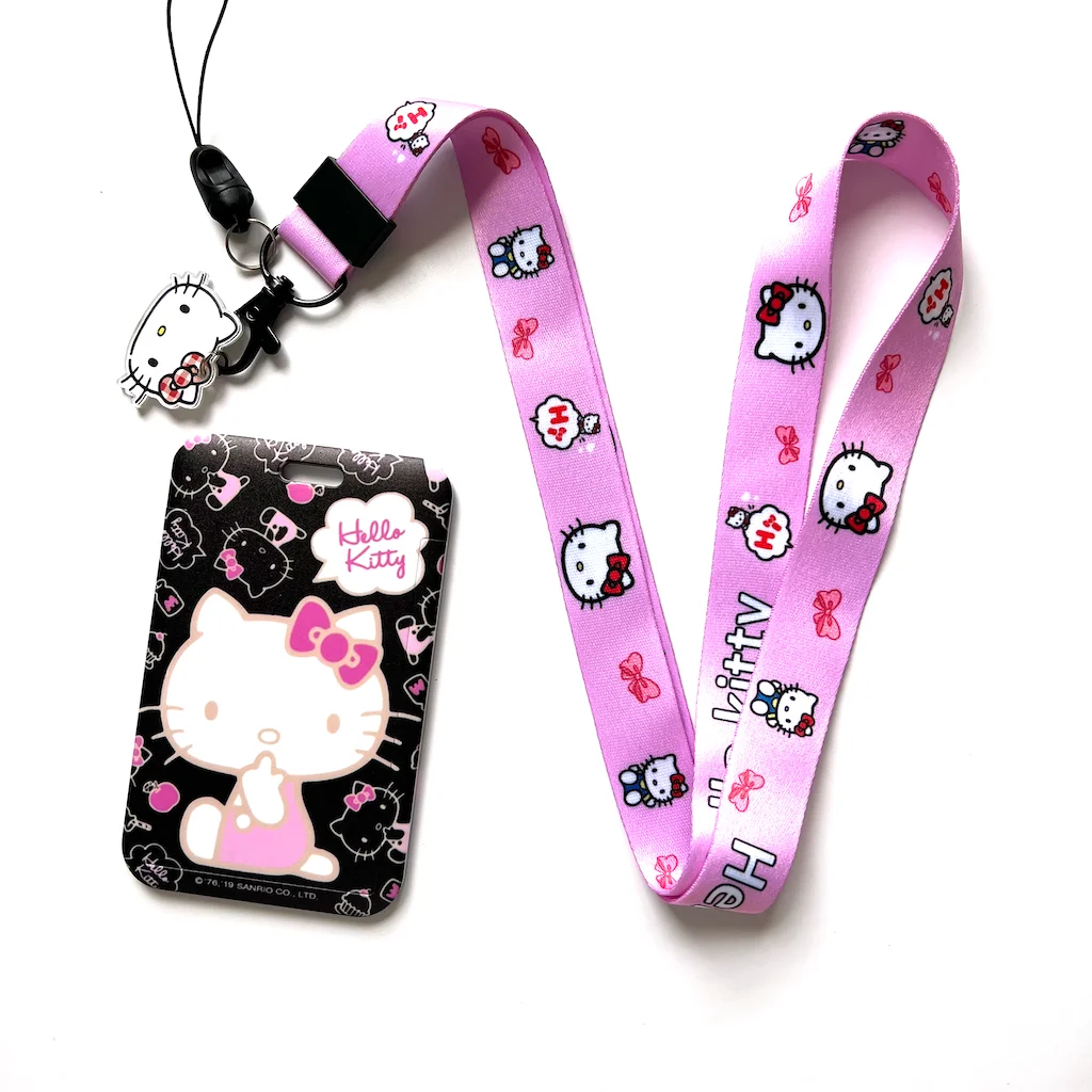 DNC kawaii cartoon custom design kitty lanyard with id badge printing keychain fast delivery