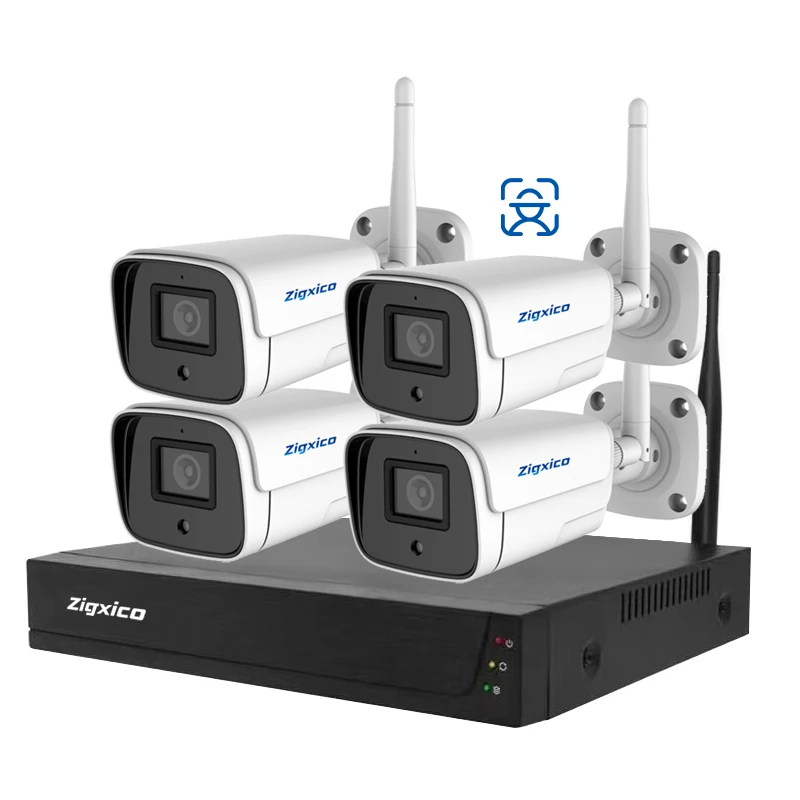 NVR 1080P 3.6mm Lens Tuyasmart Tuya P2P 5mp Audio Humanoid Detection 4 Ch Wireless Security Kit App Wifi 4ch Cctv Camera System