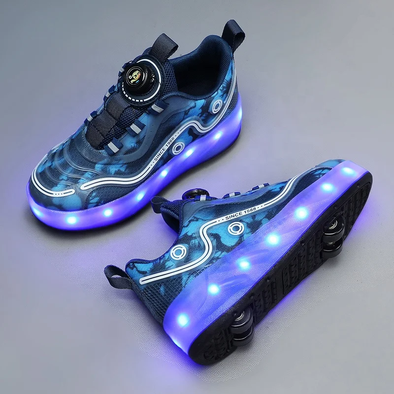 Kids Skate Shoes Kick Roller Skates Children Boy Girls Wheels Skating Shoes Scates Hockey Patines Patins Led Flashing Light Up.