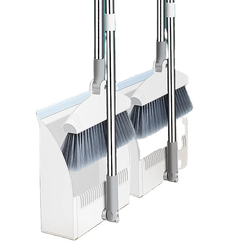 Foldable Standing Broom And Bucket Set Plastic Sweeping 180-Degree Rotating Broom and Dustpan Set for Home