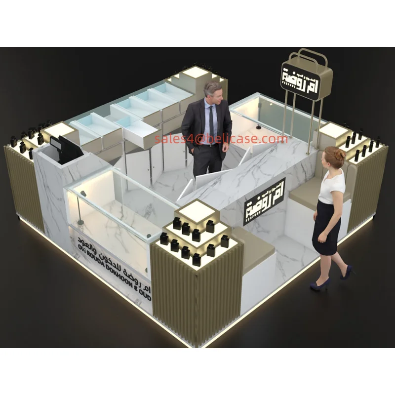 Высококачественный стеклянный парфюмерный дисплей со световым дисплеем торговый центр витрина для парфюмерии роскошный киоск продажи
