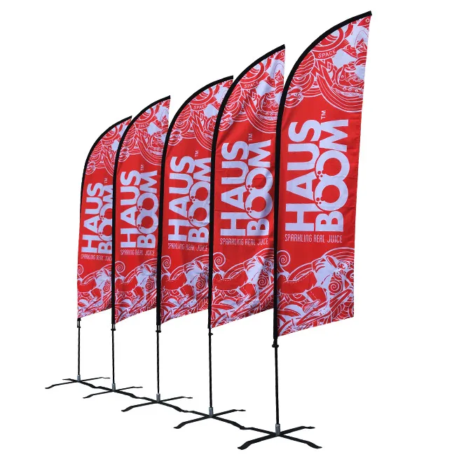 Custom size Logo Polyester Fabric Flag Full Color Printing Sport Feather Flag With Pole For Advertising And Event