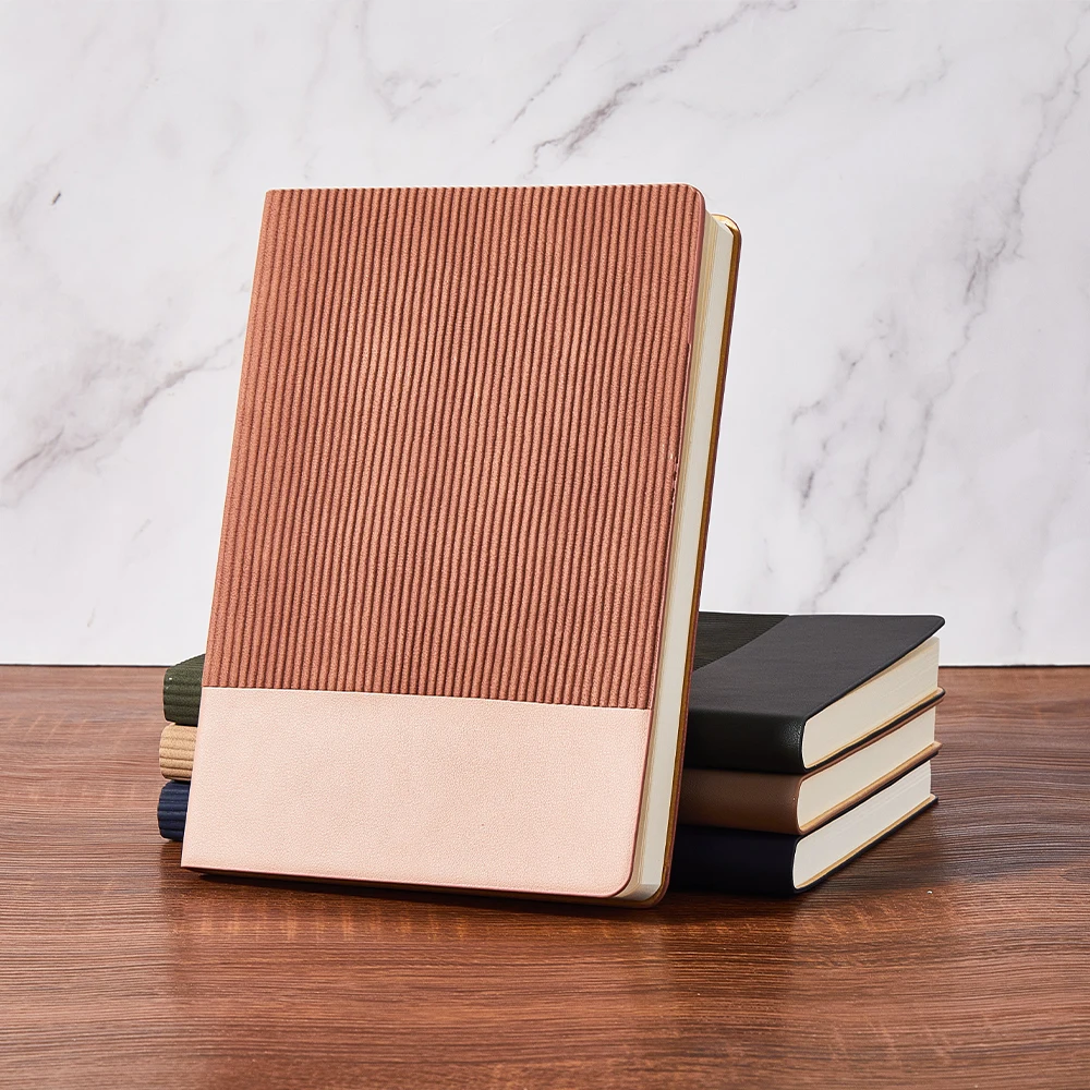 Customizable PU leather personalized splicing soft cover meeting record travel plan notebook