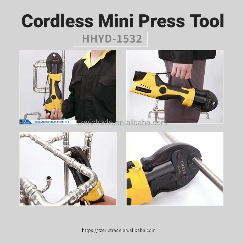 HHYD-1525 Hydraulic HVAC Pressing Machine Steel Tool Kit Copper PEX SS Pipes Crimping Battery Operated Pro Press Plumbing Tool