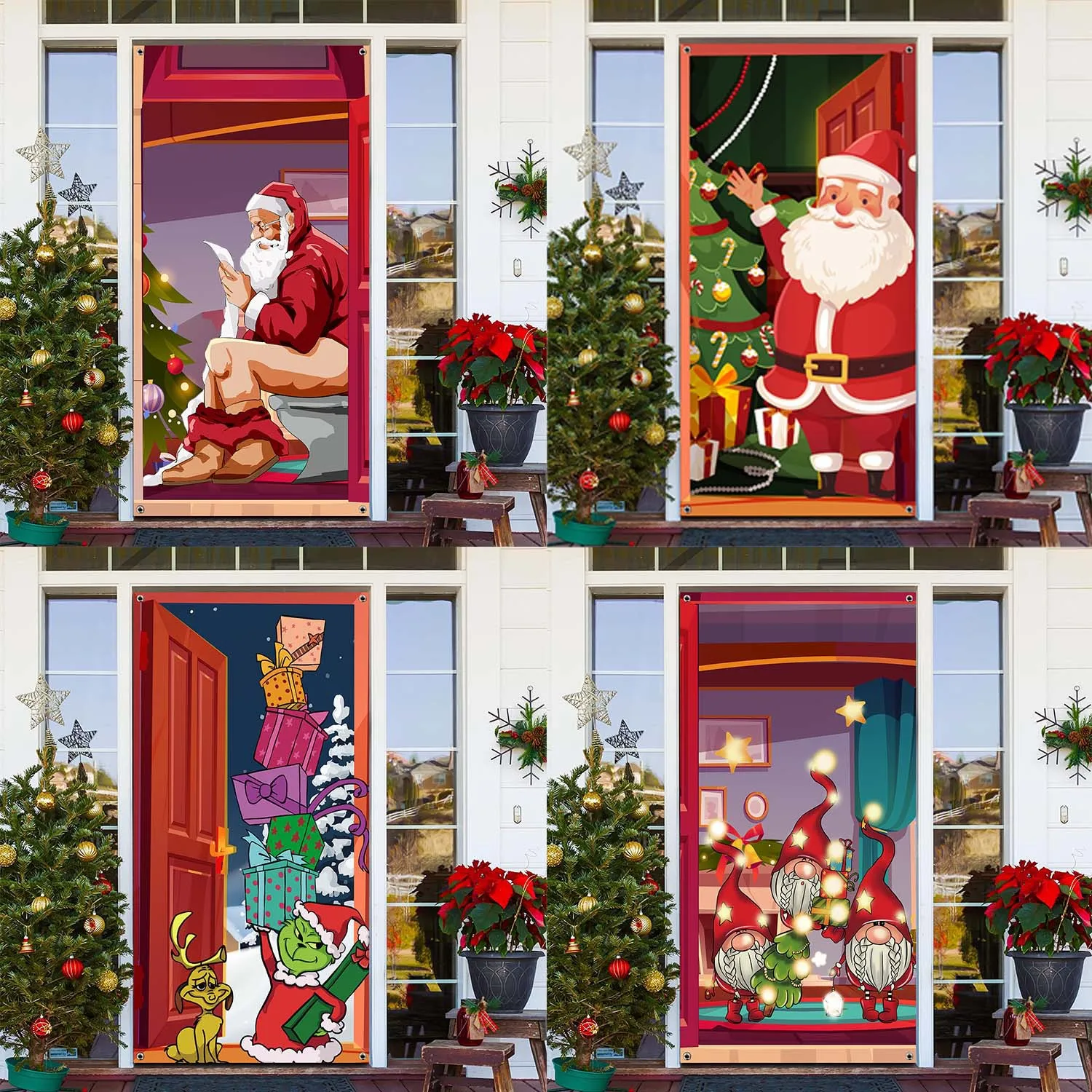 Hot selling Santa Claus Door Cover Christmas Door Banner Santa Claus Background Banner Christmas Door Cover Decoration