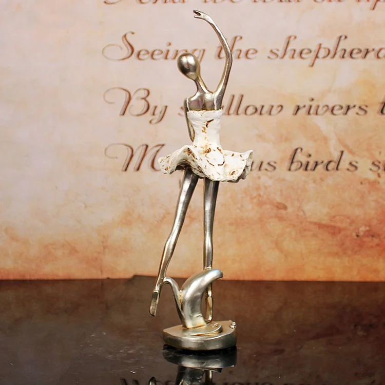 Handicraft Decorative Sculpture Ballet Dancer Girl Resin Figurine Statues Ballerina Artware