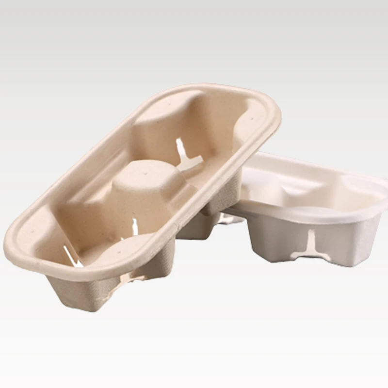 
Wholesale Coffee Cup Holder Recycled Paper Pulp Molded 2 Cup Paper Cup Holder Tray 