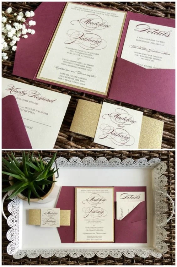 Pocket fold custom wedding/ greeting/ birthday invitation cards laser cut card custom printing with envelopes