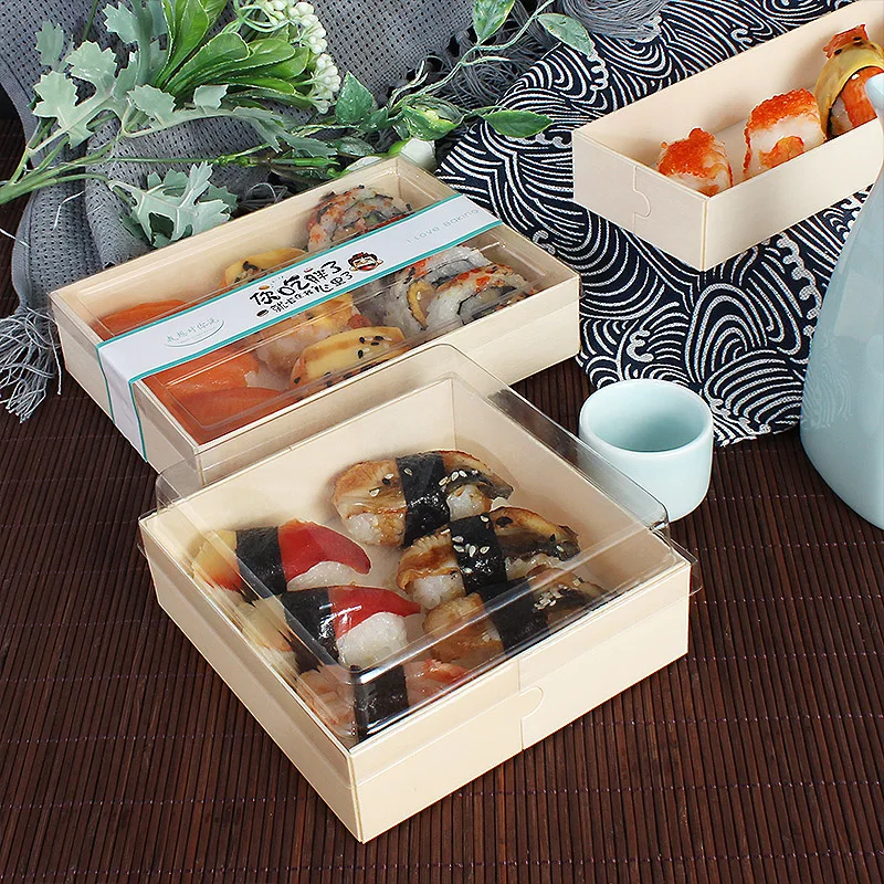 Charcuterie Wooden Boxes Biodegradable Bakery Boxes For Take Away Food DIY Box with Plastic Lid