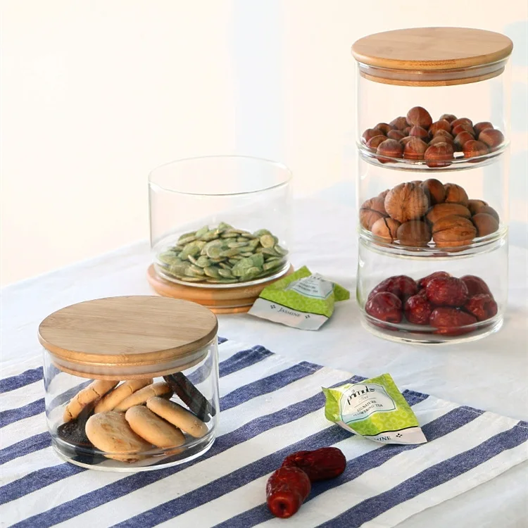 Transparent glass bowl multilayer snack jar