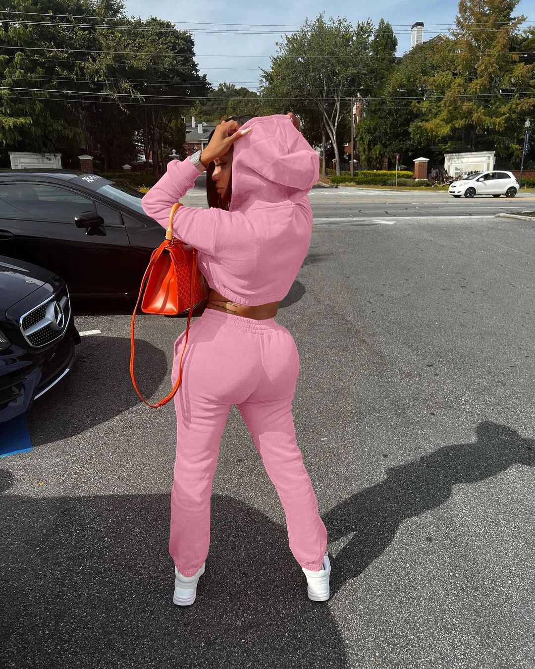 Sweat pants and hoodie set for Women Set 2 Piece Tracksuits Outfits Sexy Long Sleeve Crop Hoodie Jogger pants Matching Sets