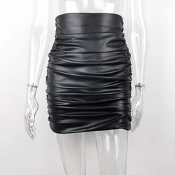 women clothing sexy black pu leather skirt high waist slim OL high quality Mini skirt