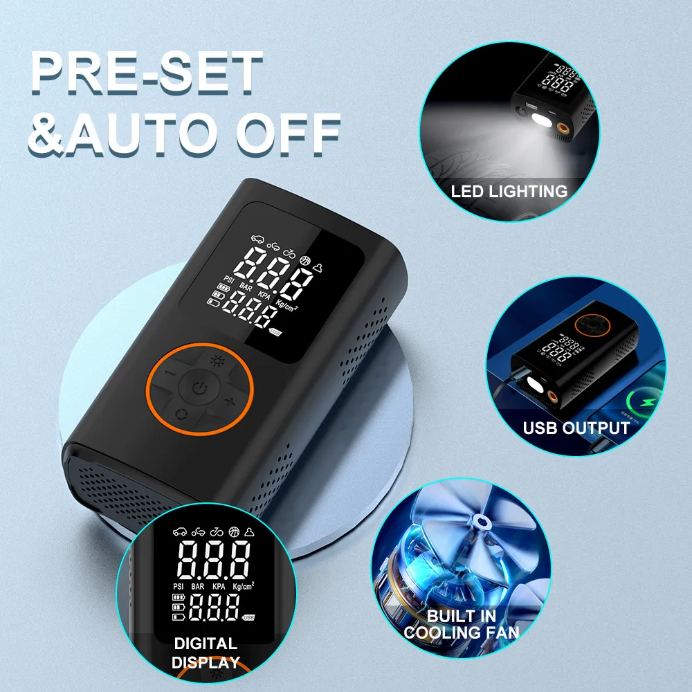 High Quality Wireless Tire Inflator Fast Inflation Digital display car tire inflation pump Air Compressor for Vehicles tires