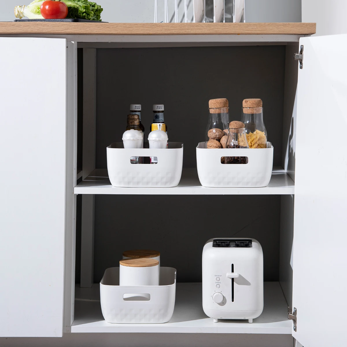 Rectangular Durable Stackable Organizer Basket Storage Bin Plastic Box With Lid