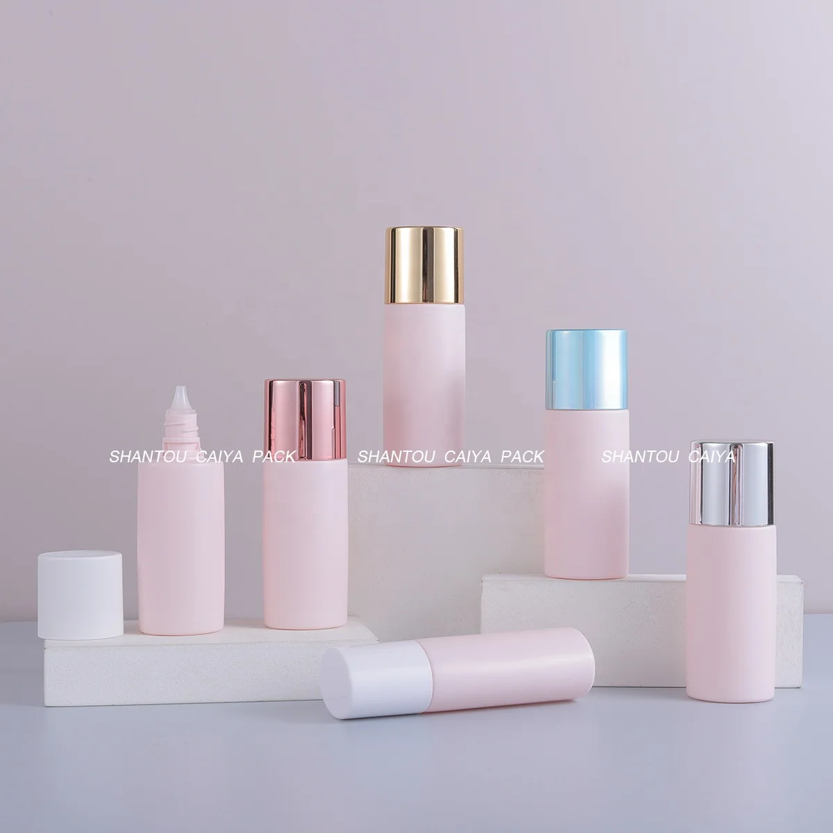 CAIYA 35ml Pink Empty Sunscreen Bottle Skincare Body Lotion Cream Sunblock Containers Packaging Makeup Primer Squeeze Bottles