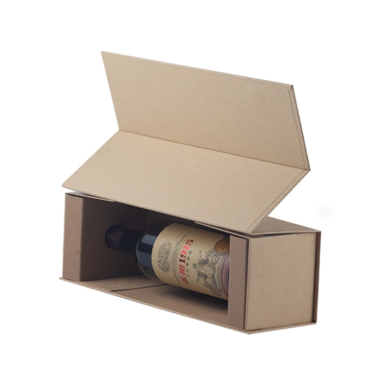 Luxury Magnetic Wine Paper Wine Box For Whisky Packaging Gift Box With Silk Ribbon Handle
