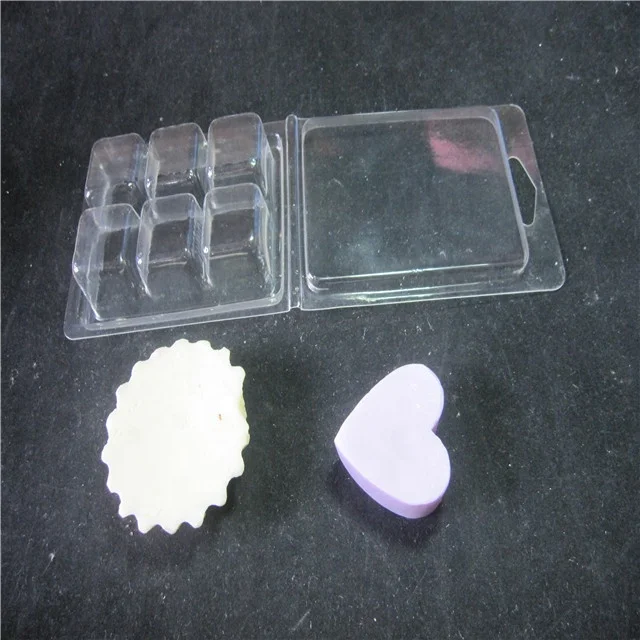 
clear round single block wax tart clamshell 