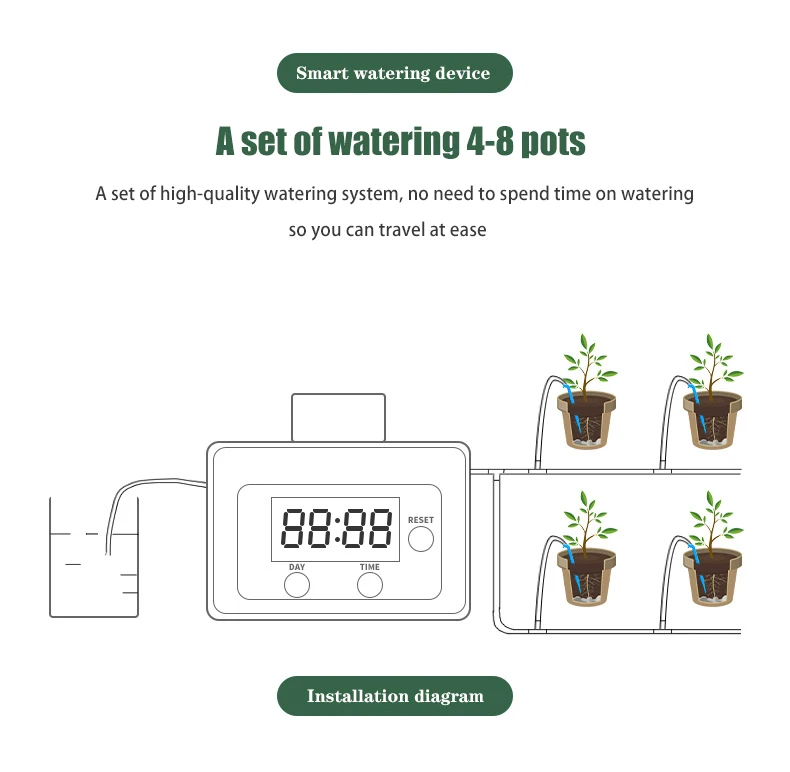 New Smart Drip Irrigation System Automatic Watering Timer Device Home Sprinkler Potted Plant Flower Water Pump Controller