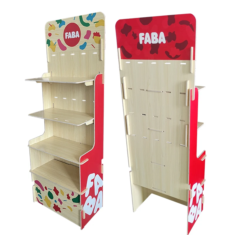 Customized Wood Display Stand Wood with Shelves Easy to Assembly Doll Display Stand