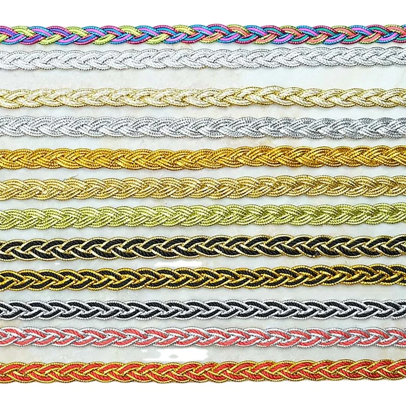 11mm diy clothes accessories home textile upholstery braided lace ribbon embellishment color metallic gold gimp cord edge trims