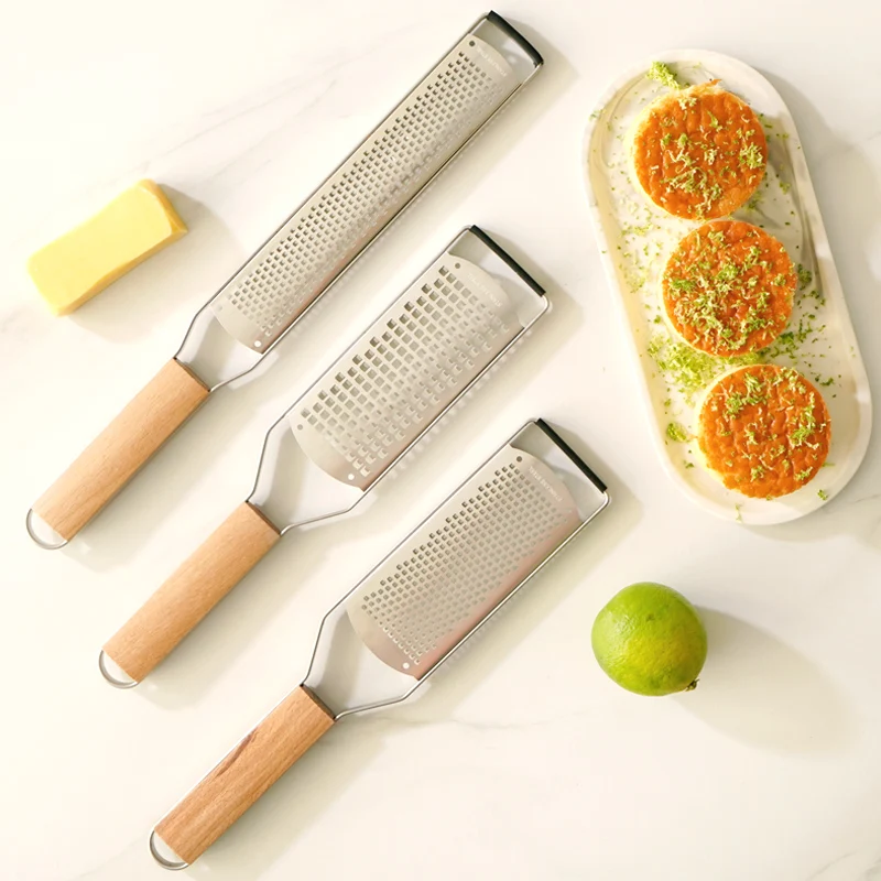 Cheese Grater with Wooden Handle Lemon Zest and Fruit Shaver Cheese Tools