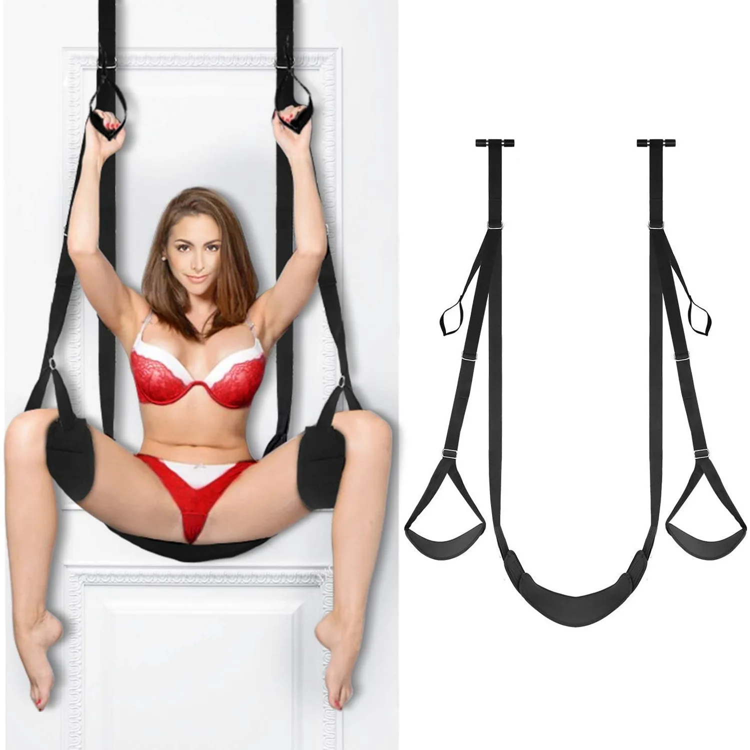 Hanging Door Sex Restraints Sm Games Black Nylon Handcuffs Sitting For Sexy Swing Chair Adults Open Leg Bondage Toy