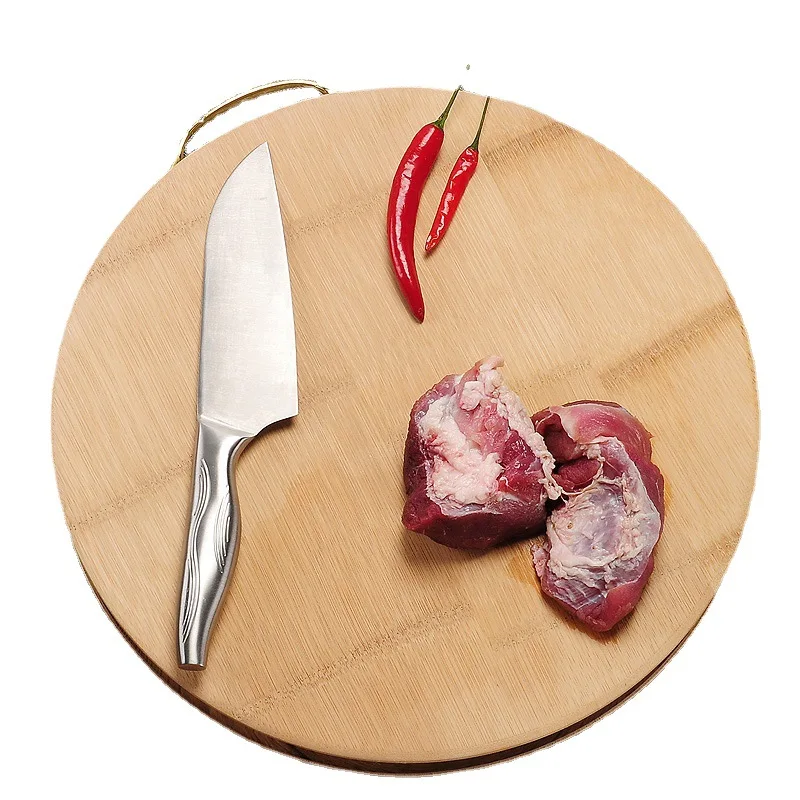 Hanging type thickened circular cutting board  kitchen whole bamboo cutting board thickened cutting board