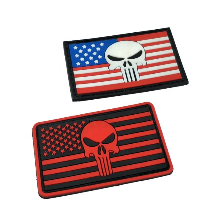 3D Soft USA flag Punisher PVC Rubber Patches military Tactical Clothing Badges with hook and loop backing