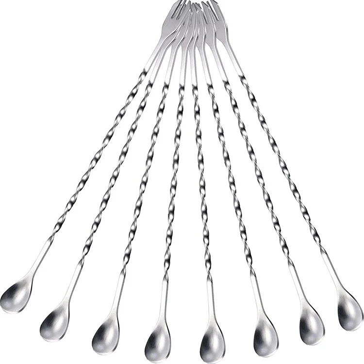 Wholesale Bar Tool Stainless Steel Spork Double-headed Cocktail Mixing Stirrer Spoon