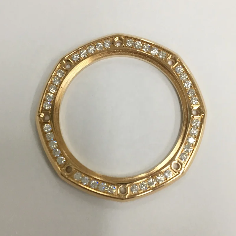 Luxury Brand Original Parts Bezel Stainless Steel Rose Gold Watch Bezel Insert with CZ for Royal/-Oak Watch