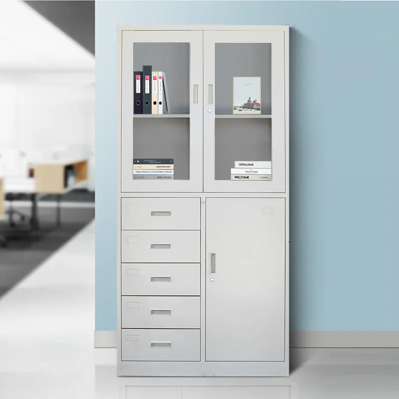 YML Industrial Assemble 5 Drawer Glass Door Office File Cabinet Metal Storage Filing Cabinet With Lock