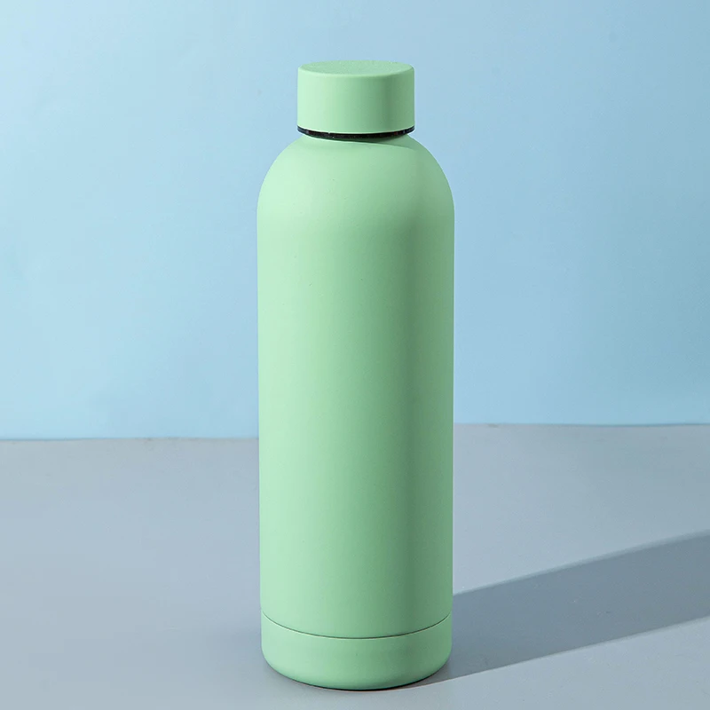 500 ml soft touch sport water bottle small mouth navy blue rubber coating Insulated vacuum flask stainless steel hot sale gift