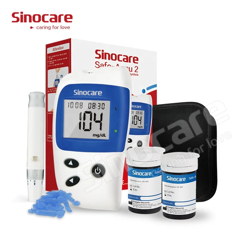 Глюкометр Sinocare Safe Accu 2 без кодов с сертификатом CE, автоматический цифровой измеритель уровня сахара в крови с 50 тест-полосками