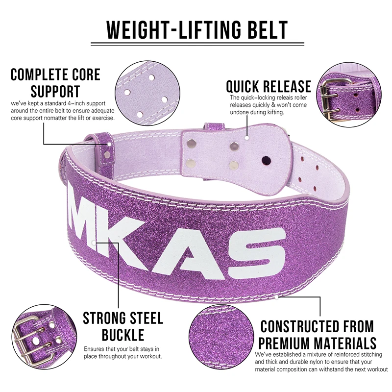 MKAS Sparkly Weight Lifting High Quality Powerlifting Training Fitness Gym Workout Lifting Belt Gym Weightlifting Belt