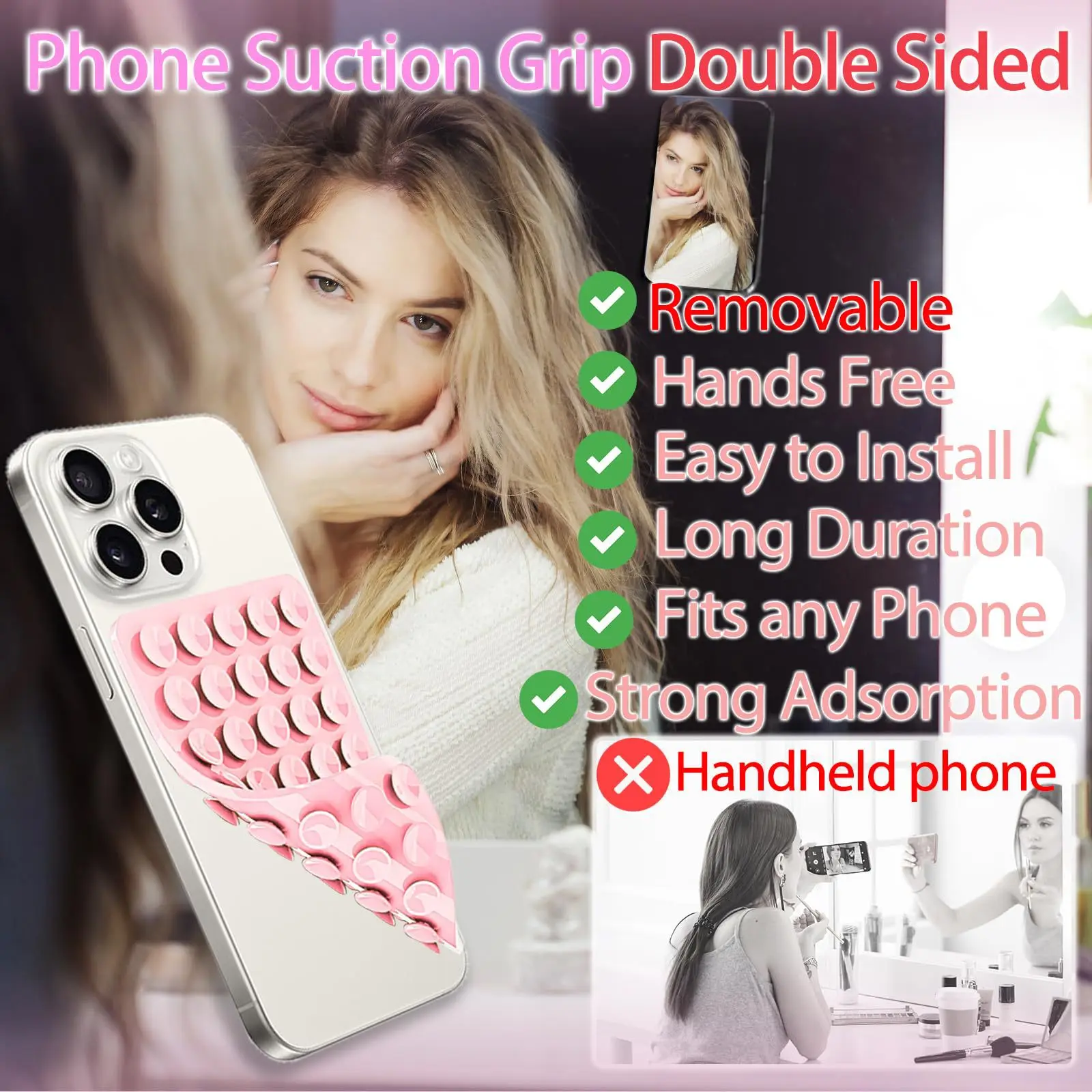 2024  Creative Gift Large Double Side Silicone Suction Phone Case Mount Holder Cellphone Case Compatible Mobile Accessory