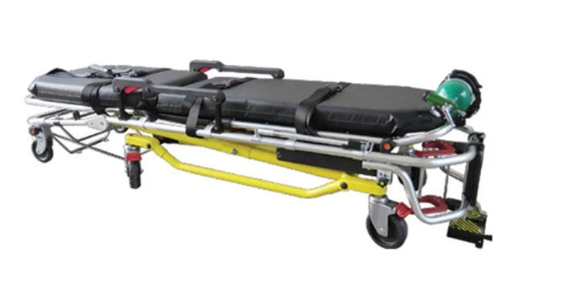 150mm Castor Aluminum Alloy Stretcher For Ambulance With Height Adjustable Backrest Folded