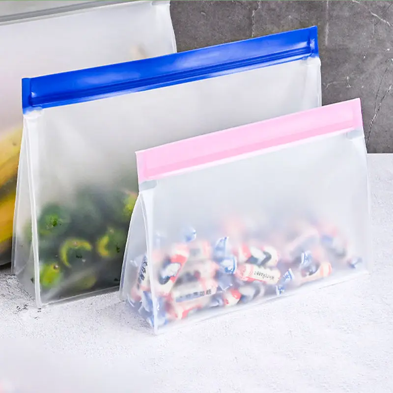 Reusable Silicone Food Storage Bag EVA Plastic Zipper Bag Fruits Keeping-Fresh Zip Lock Bag