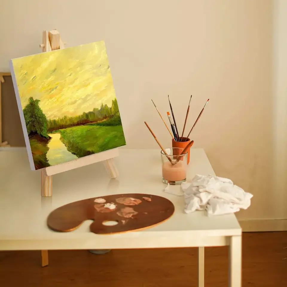 Xin Bowen 12*12CM Mini Pre Drawn Outline Stretched Canvas Painting Canvases Boards And Easel Set For Painting