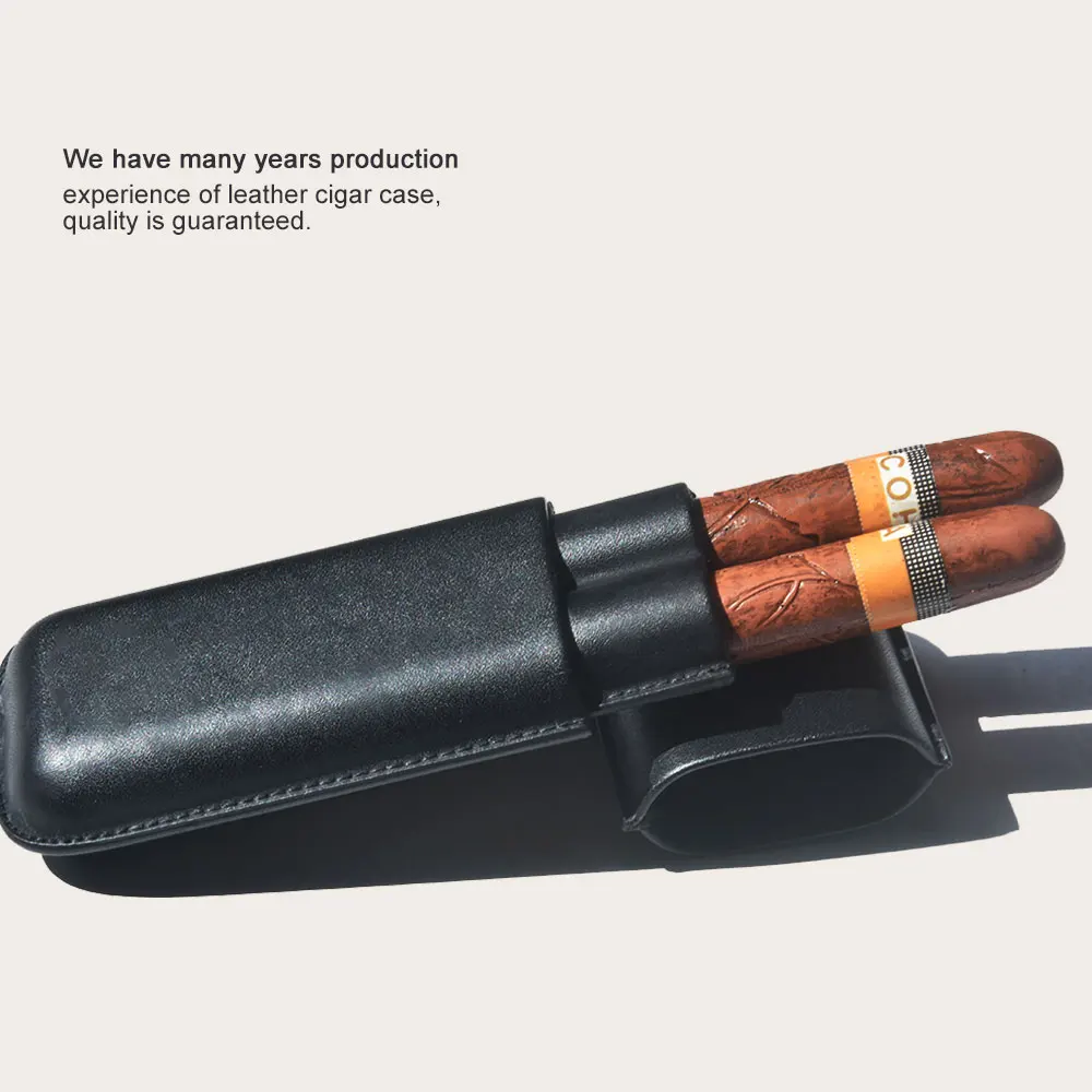 Wholesale new design luxury travel cigar packaging accessories oil wax genuine leather cigar holder case