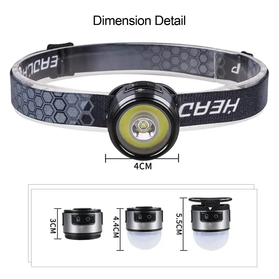 4 in 1 Rechargeable Hat Clip Light Ultra Bright Hands Free Head Lamp with Red Light Waterproof Headlamp Flashlight Camping Light