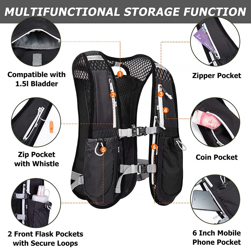 Factory Custom Functional Running Vest Running Backpacks Lightweight Hydration Pack