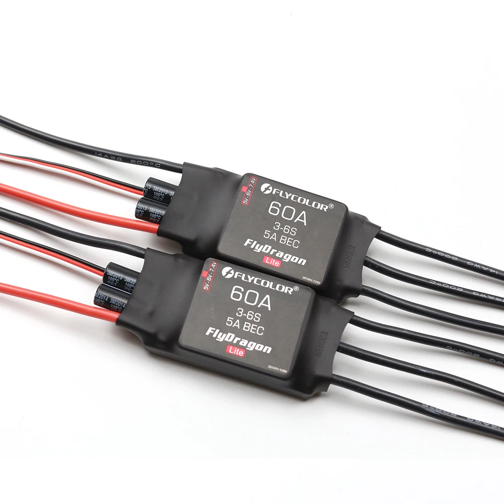 Flycolor FlyDragon Lite 3-6S 60A 80A Brushless ESC With 5V/6V/7.4V 5A Adjustable BEC for RC Airplane