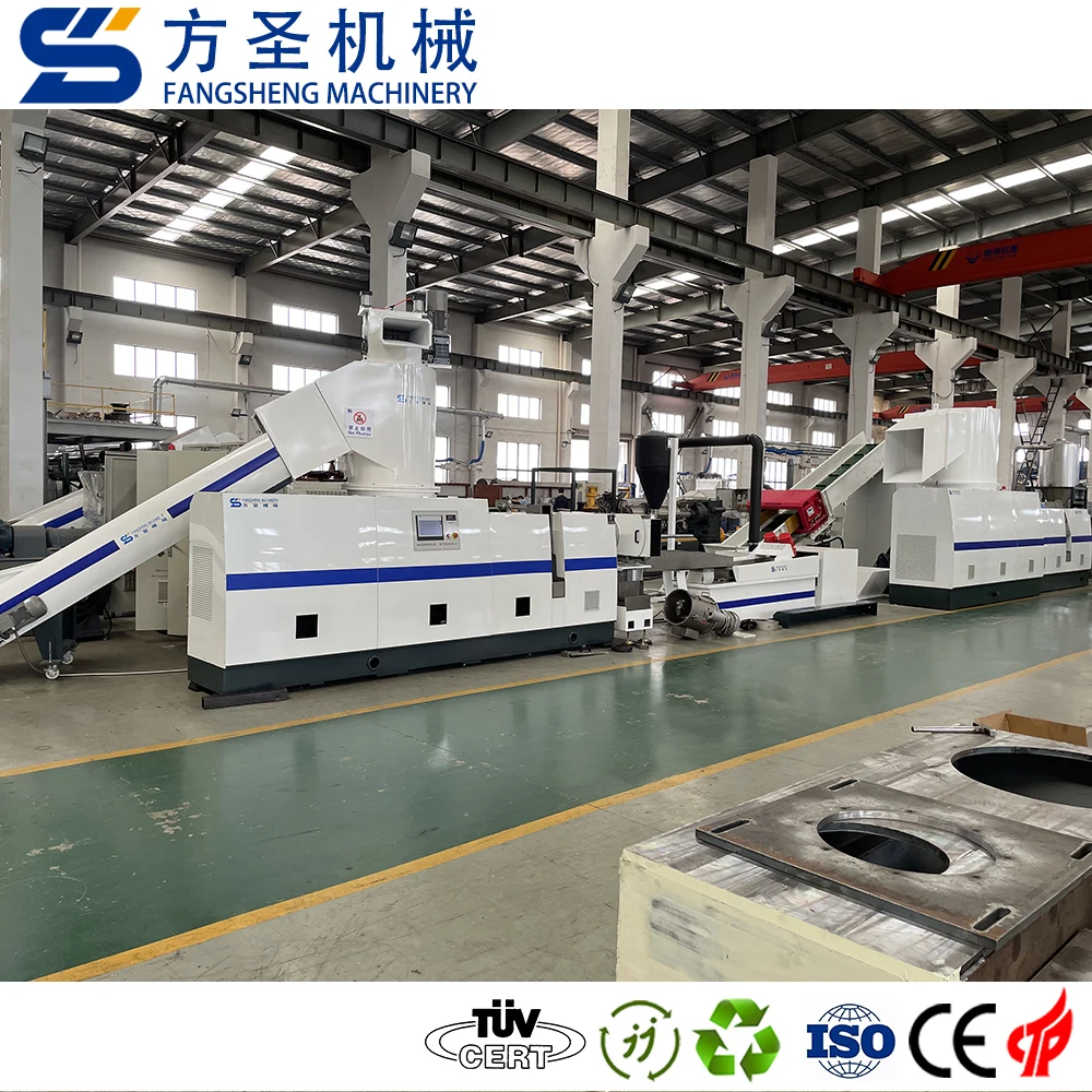 PP PE Double Stage Single Screw Plastic Recycling Granulating Machine